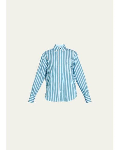 Victoria Beckham Stripe Oversized Button-down Shirt - Blue