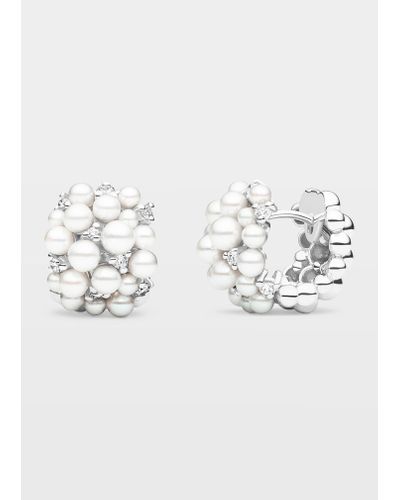 Paul Morelli Lagrange 18k White Gold Pearl & Diamond Hoop Earrings - Metallic