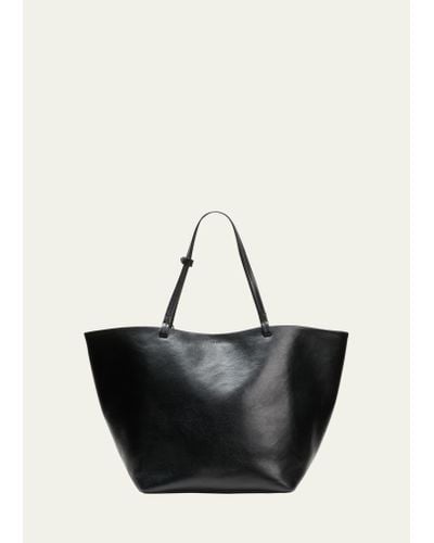 The Row Xl Park Grained Leather Tote Bag - Black