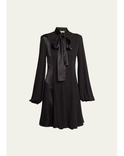 Loewe Lavaliere Scarf-neck Mini Dress - Black