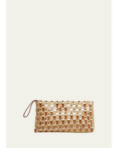 Dries Van Noten Hanging Sequins Canvas Clutch Bag - Natural