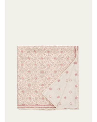 Brunello Cucinelli Geometric-print Silk Pocket Square - Natural