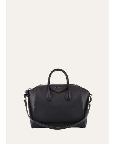 Givenchy Antigona Medium Top Handle Bag In Grained Leather - Black