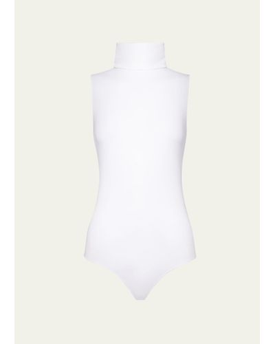 Wolford Sleeveless Turtleneck Viscose Bodysuit - White
