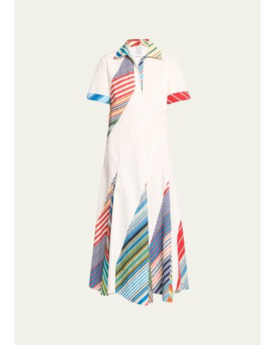 Rosie Assoulin Plot Twist Striped Polo Dress - White