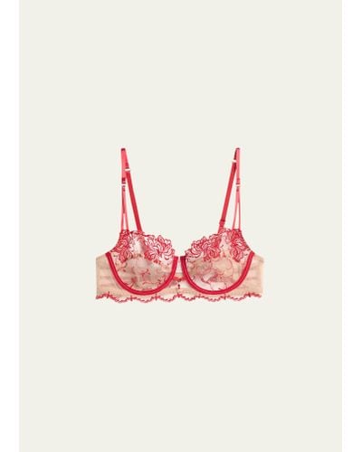 Lise Charmel Nude Solaire Embroidered Mesh Demi Bra - Pink