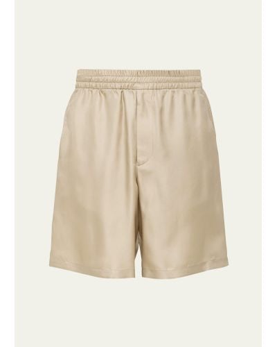 Prada Silk Bermuda Shorts - Natural