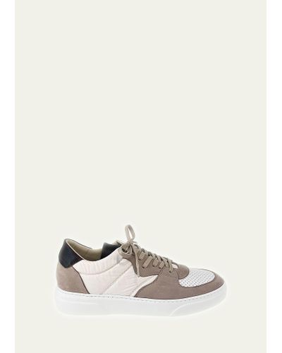 Ron White Macklan Suede And Microfiber Low-top Sneakers - Natural