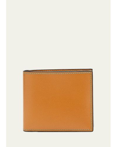 Valextra Leather V-cut Bifold Wallet - Orange