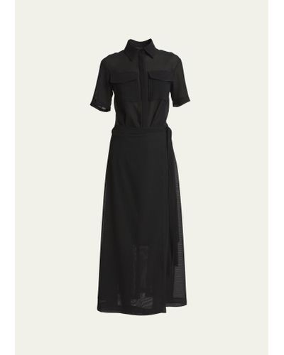 Proenza Schouler Emory Long Mesh Cutout Dress - Black