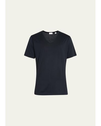 Handvaerk Pima Cotton V-neck Undershirt T-shirt - Blue