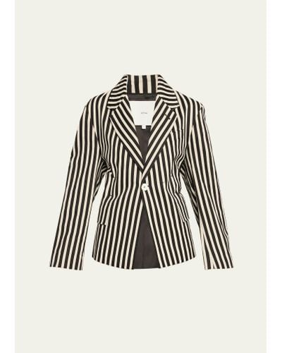 Setchu Stripe One-button Linen Travel Jacket 2 - White