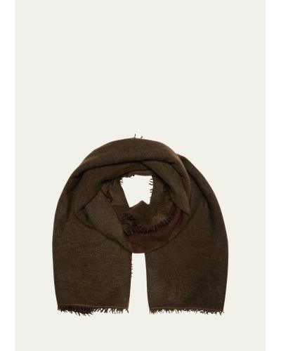 Denis Colomb Fuzzy Feture Two-tone Cashmere Scarf - Brown