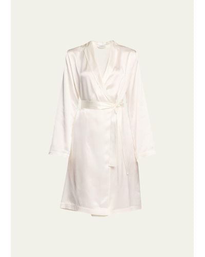 La Perla Silk Long-sleeve Short Robe - Natural