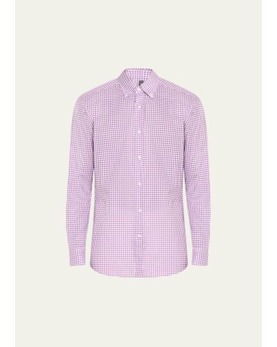 Bergdorf Goodman Cotton Gingham Check Sport Shirt - Pink