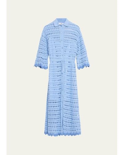 Evi Grintela Judy Open-knit Shirtdress - Blue