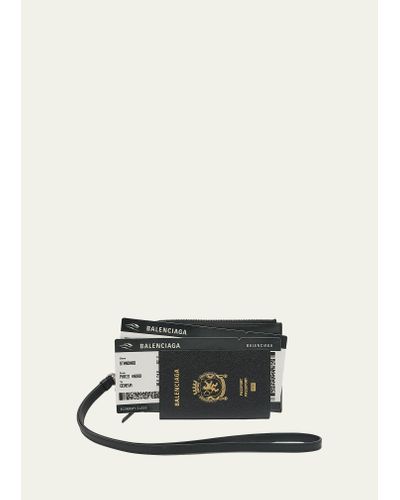 Balenciaga Passport Zip Wallet With Strap - White
