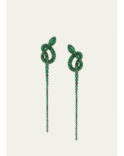 Stefere White Gold Tsovorite Earrings From The Snake Collection - Green
