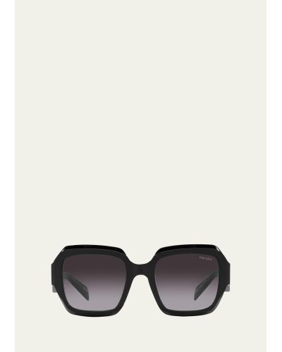 Prada Geometric Square Acetate & Plastic Sunglasses - Black