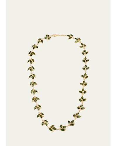Jamie Wolf 18k Yellow Gold Green Tourmaline And Diamond Leaf Necklace - Natural