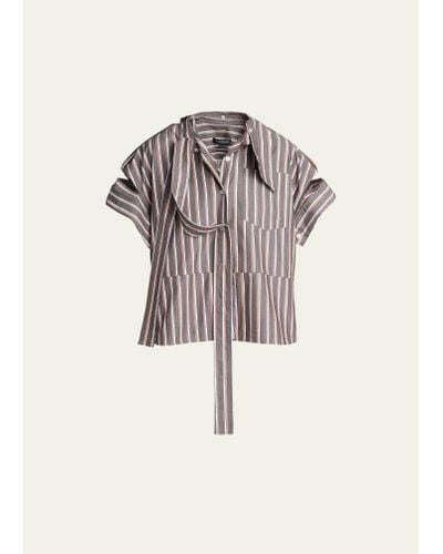 MERYLL ROGGE Stripe Deconstructed Short-sleeve Shirt - Multicolor