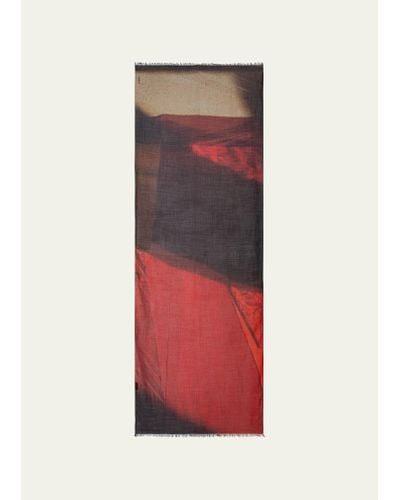 Akris Liquid Light-print Cashmere-silk Scarf - Red