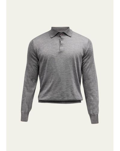 Brunello Cucinelli Hollywood Glamour Cashmere-silk Polo Sweater - Gray