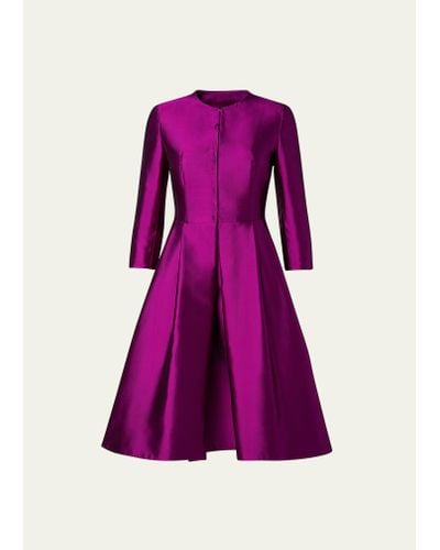 Akris Silk Knee Length Coat Dress - Purple