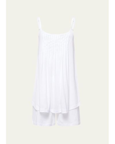 Hanro Julia Short Scoop-neck Pintuck Pajama Set - White