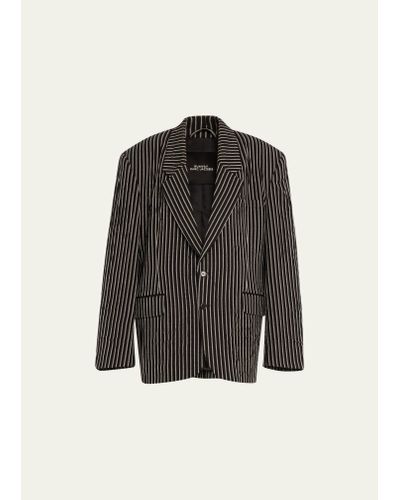 Marc Jacobs Oversized Striped Wool Blazer - Black