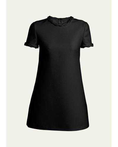 Valentino Garavani Braid Trim Short-sleeve Shift Mini Dress - Black
