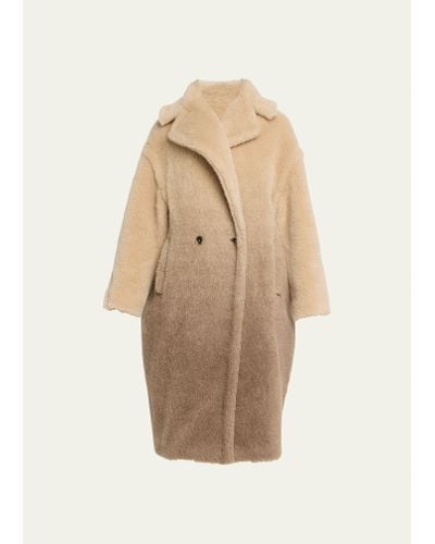 Max Mara Gatto Ombre Double-breasted Wool Coat - Natural