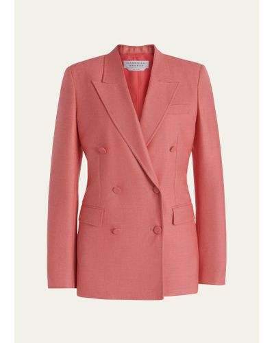 Gabriela Hearst Gavin Silk-wool Double-breasted Blazer Jacket - Pink