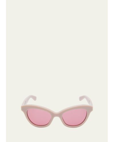 Alexander McQueen Acetate Cat-eye Sunglasses W/ Logo Detail - Pink
