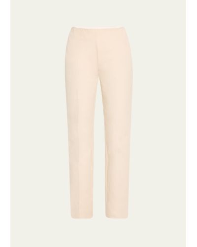 Lafayette 148 New York Stanton Tapered Stretch Cotton Ankle Pants - Natural