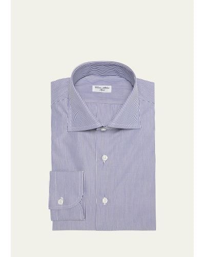 Cesare Attolini Cotton Candy Stripe-print Dress Shirt - Purple