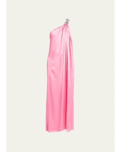 Stella McCartney Falabella One-shoulder Gown With Crystal Detail - Pink