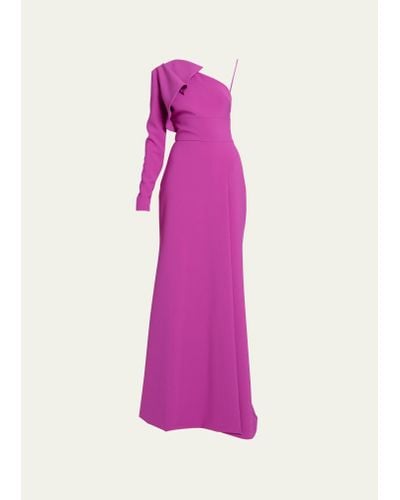Elie Saab Long One-shoulder Cady Dress - Pink