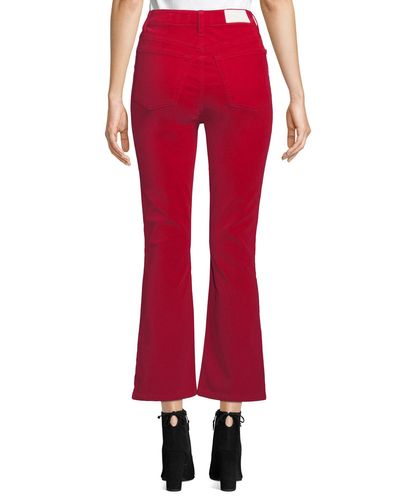 RE/DONE Mid-rise Cropped Velvet Kick-flare Pants in Red - Lyst