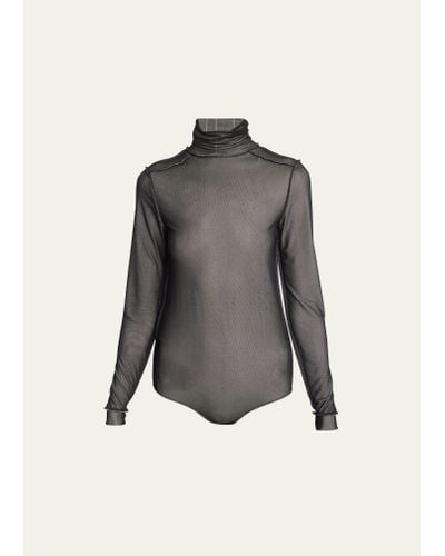 Maison Margiela Sheer Turtleneck Bodysuit - Gray