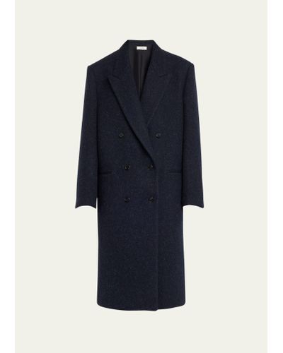The Row Dhanila Long Double-breasted Wool Coat - Blue