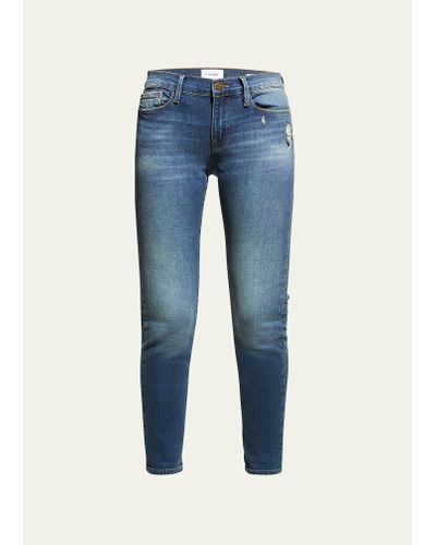 FRAME Le Garcon Classic Boyfriend Cropped Jeans - Blue