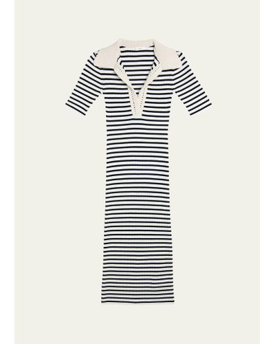 A.L.C. Darcy Stripe Rib-knit Midi Dress - White