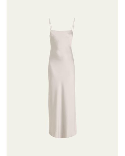 St. Agni Silk Low-back Maxi Slip Dress - White