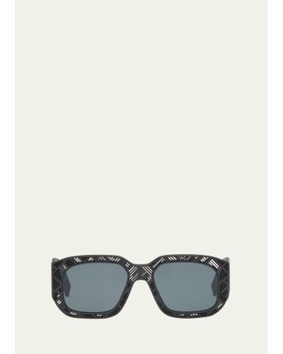 Fendi Shadow Acetate Rectangle Sunglasses - Gray