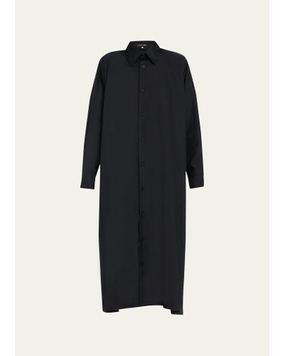 Eskandar Wide A-line Shirt Dress With Collar - Black