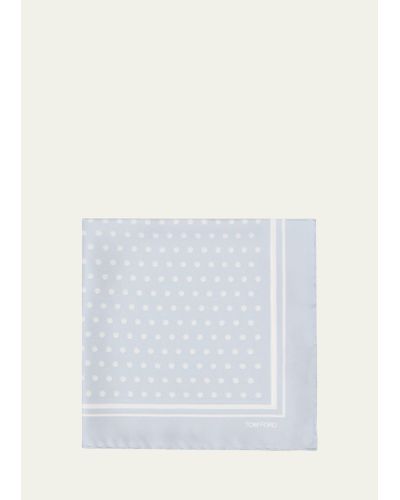 Tom Ford Mulberry Silk Polka Dot-print Pocket Square - White