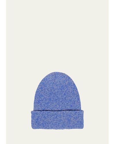 The Elder Statesman Cashmere Rib-knit Beanie Hat - Blue