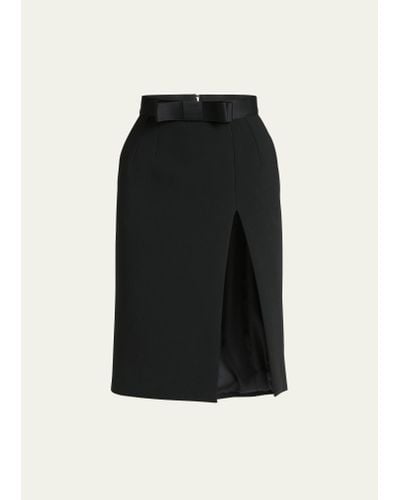 Dolce & Gabbana Bow Slit Wool-blend Skirt - Black