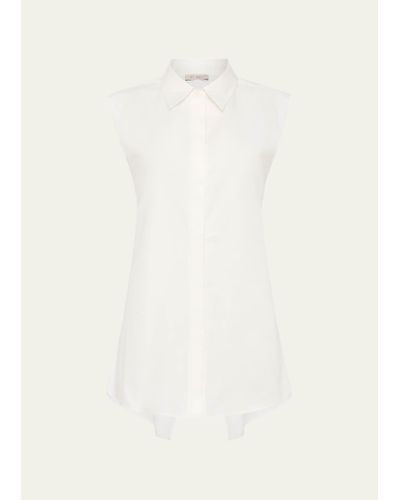 St. Agni Belted Sleeveless Cotton Shirt - Natural